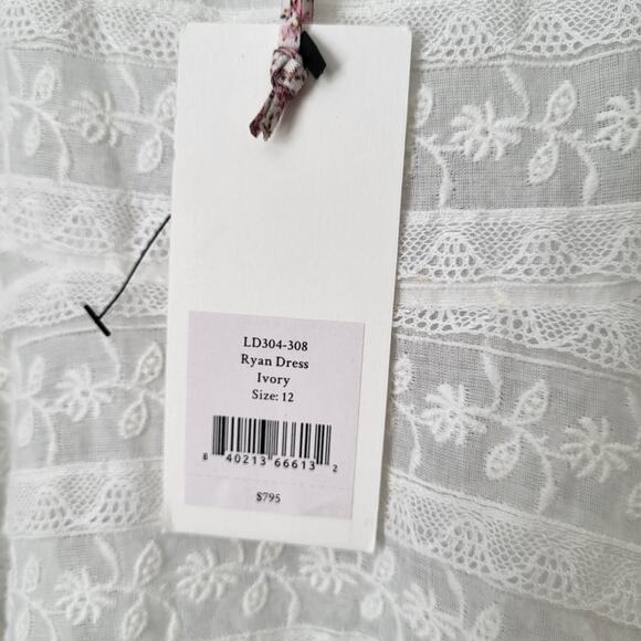 NWT $795 Loveshackfancy Ivory Ryan Scalloped Embroidered Ball Gown Dress Sz 12 - Picture 4 of 16